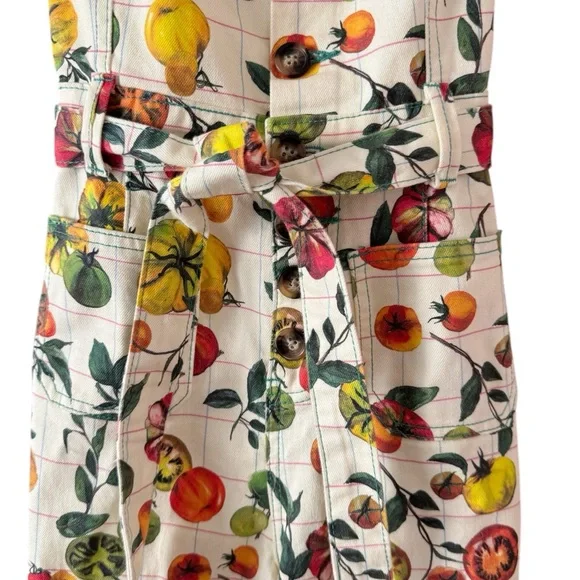 Rachel Antonoff Clem Pinafore Jumpsuit - Family Heirloom Tomato Print Size: 0 - Picture 5 of 12